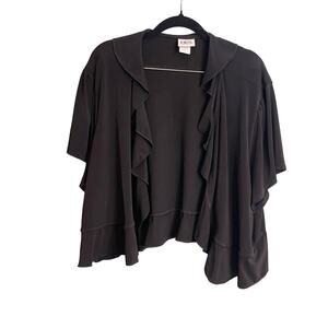 Vintage BFA Classics Black Waterfall Open Ruffled Shrug Cardigan Plus Size 3X